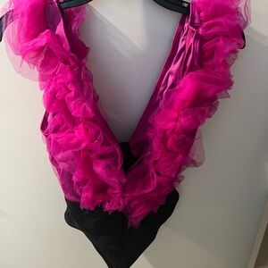 Fashion Nova Fuchsia Ruffle Bodysuit